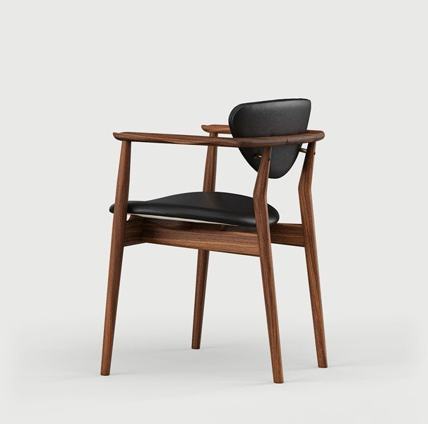 Chaise de salle à manger sans accoudoirs en noyer