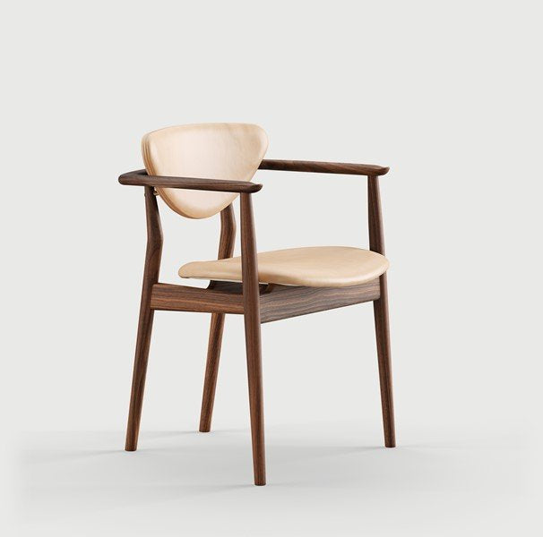 Chaise de salle à manger sans accoudoirs en noyer