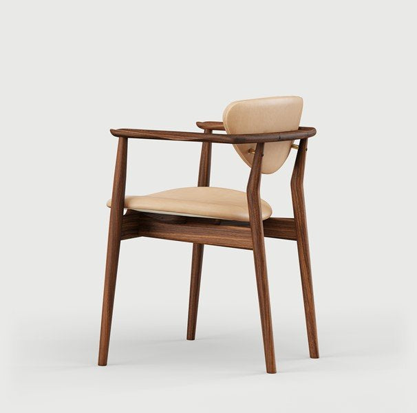 Chaise de salle à manger sans accoudoirs en noyer